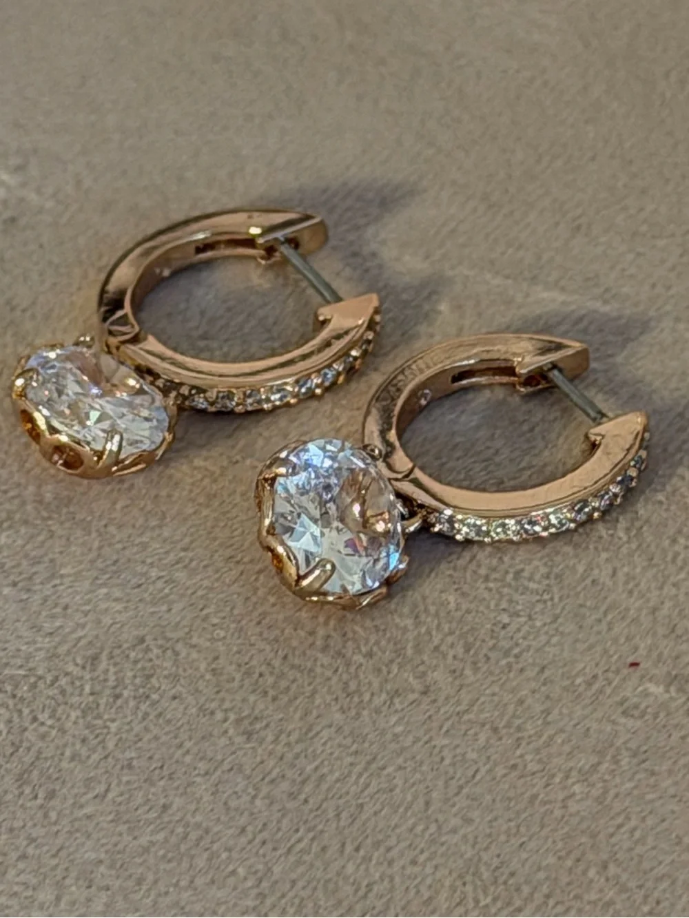 kate spade Rose Gold Hoop Earrings with Clear Crystal Drops